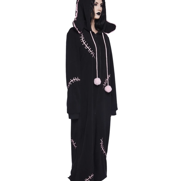 Dolls Kill trickz and treats Black and Pink dead bunny Onesie - Picture 2 of 5